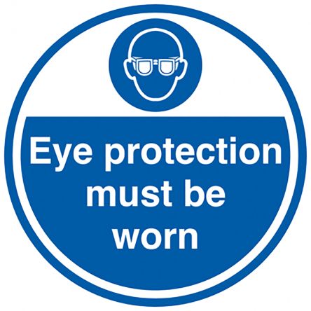 RS PRO Gebotszeichen Eye Protection Must Be Worn Mit Piktogramm: Augenschutz, Vinyl Selbstklebend Englisch