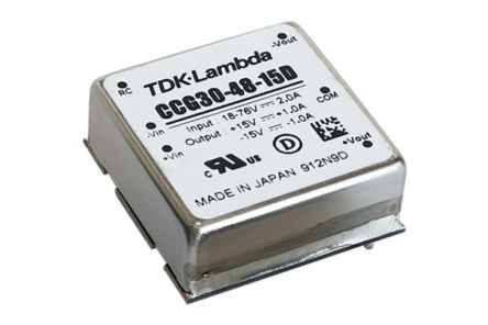 TDK-Lambda TDK CCG30-24-xxD DC/DC-Wandler 30W 24 V Dc IN, ±15V Dc OUT / 1A 1.5kV Dc Isoliert