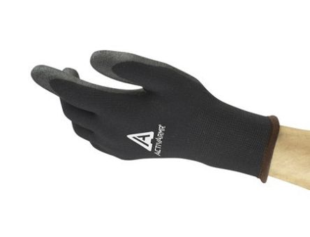 Ansell ActivArmr Black Acrylic Work Gloves, Size 10, XL, PVC Coating