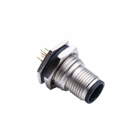 Amphenol Industrial Amphenol M M12 Rundsteckverbinder Stecker 5-polig / 4.0A, Tafelmontage Leiterplatte IP68, IP69K