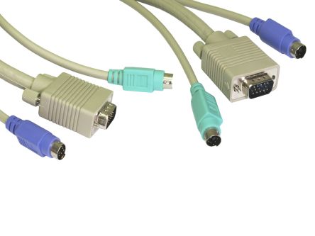 RS PRO Cable KVM Negro De 3m, Con. A: PS/2 X 2; VGA Macho, Con. B: PS/2 X 2; VGA Macho
