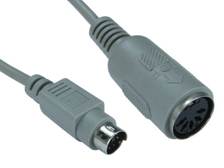 RS PRO KVM-Kabel, PS/2 / Stecker, 5-polig, Mini-DIN / Buchse, Grau, 150mm
