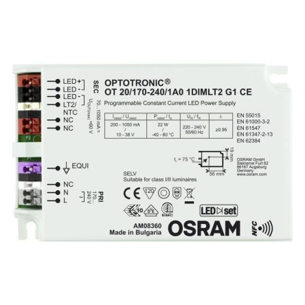 Osram LED-Treiber 170 → 264 V Ac LED-Treiber, Ausgang 10 → 38V / 70 → 1050mA, Dimmbar Konstantstrom