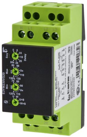 Tele Phase, Voltage Monitoring Relay, 1, 3 Phase, DPDT, DIN Rail