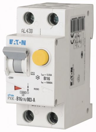 Eaton FI-Schalter PXK Moeller FI/LS-Schalter 16A, 1P+N-polig Typ B, Empfindlichkeit 30mA, DIN-Schienen-Montage