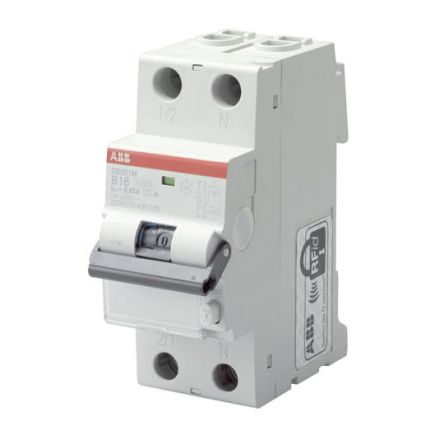 ABB RCBO DS201 FI/LS-Schalter 20A, 1P+N-polig Typ C, Empfindlichkeit 30mA, DIN-Schienen-Montage