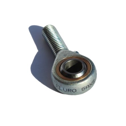 Fluro M12 X 1.25 Male Galvanized Steel Rod End, 12mm Bore, 70mm Long, Metric Thread Standard, Male Connection Gender