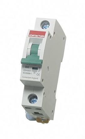 Contactum MCB Leitungsschutzschalter Typ C, 1-polig 6A 250V, Abschaltvermögen 10 KA DIN-Schienen-Montage