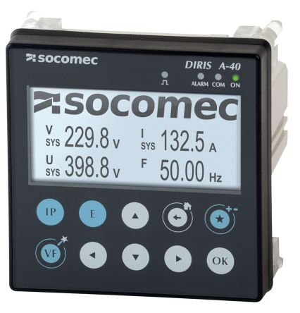 Socomec Compteur D'énergie DIRIS A40, Mono/triphasé, RS485 ModBus, 3E/2S