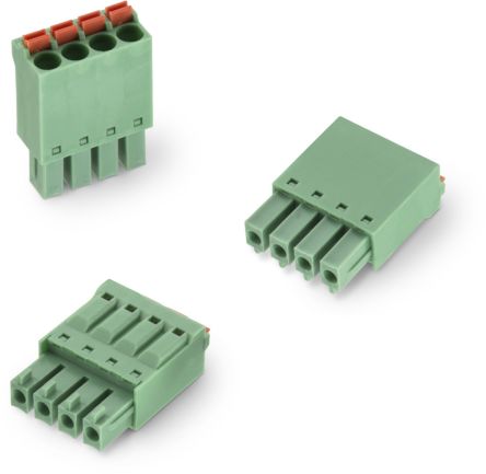 Wurth Elektronik Borne Enchufable Para PCB Macho De 10 Vías, Paso 3.81mm, 12A, De Color Verde, Montaje De Cable,