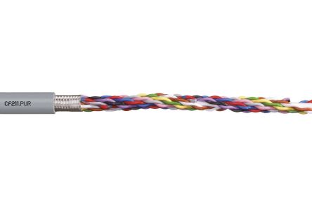 Igus Chainflex CF211.PUR Data Cable, 2 Cores, 0.5 Mm², Screened, 25m, Grey PUR Sheath, 20 AWG