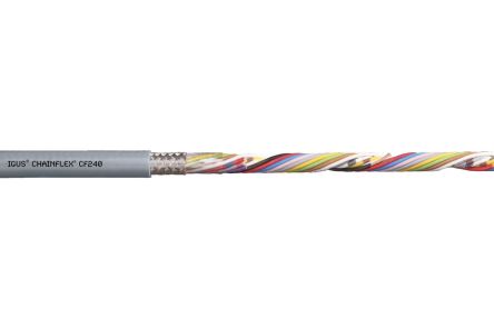 Igus Chainflex CF240 Data Cable, 24 Cores, 0.25 Mm², Screened, 25m, Grey PVC Sheath, 24 AWG