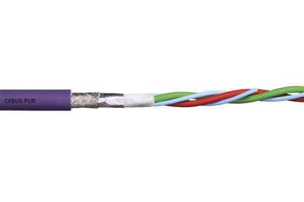 Igus Chainflex CFBUS.PUR Data Cable, 2 Cores, 0.5 Mm², Screened, 25m, Purple PUR Sheath, 20 AWG