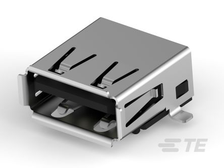 TE Connectivity Right Angle, SMT, Socket Type A 2.0 USB Connector