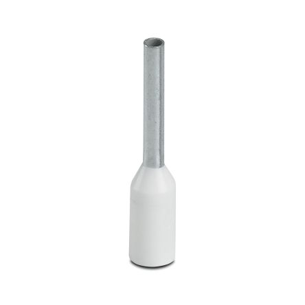 Phoenix Contact Insulated Crimp Bootlace Ferrule, 8mm Pin Length, 1.1mm Pin Diameter, White