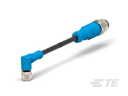 TE Connectivity T405 Konfektioniertes Sensorkabel Buchse Gewinkelt / M12 Stecker Gerade, Länge 500mm