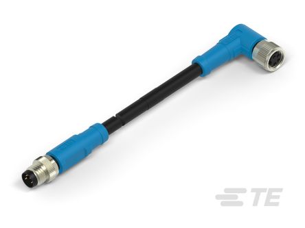 TE Connectivity T406 Konfektioniertes Sensorkabel Buchse, Stecker Gewinkelt / M8 Gerade, Länge 5m