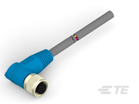 TE Connectivity Cable De Conexión, Con. A M12 Hembra, 8 Polos, Cod.: A, 30 V, 2 A, IP67