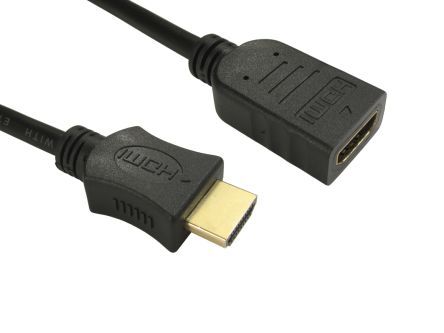 RS PRO HDMI-Kabel A HDMI Stecker B HDMI Buchse 4K @ 60Hz Max., 1m, Schwarz