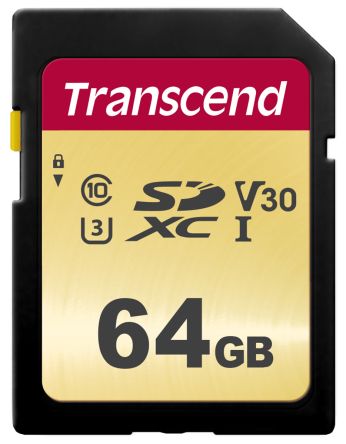 Transcend 500S SDHC, SDXC SD-Karte 64 GB Class 10, U3, V0, MLC