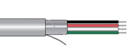 Alpha Wire Steuerkabel, 3-adrig Grau, 24 AWG, Aluminiumfolie