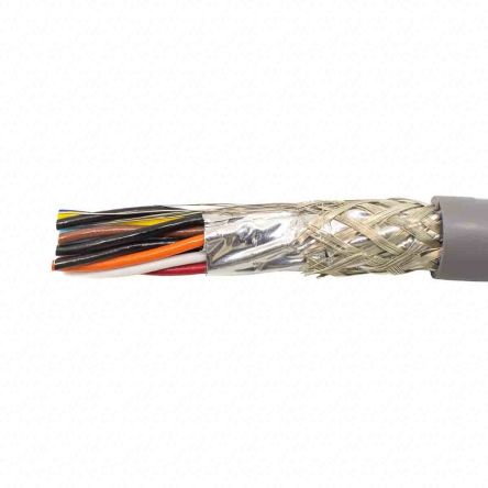 Alpha Wire Datenkabel, 8-paarig 0,33 Mm² Ø 9.7mm Aluminium/Mylarband Schirmung PVC Isoliert Twisted Pair Grau