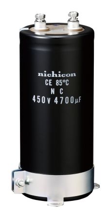 Nichicon NC, Schraub Elektrolyt Kondensator 4700μF ±20% / 450V Dc, Ø 76.2mm X 115mm, +85°C