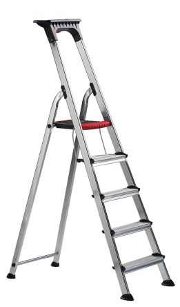 RS PRO 人字梯, 5 踏板 , 打开长度 1.677m, 重5kg, 平台高1.041m, 铝框, 铝梯级