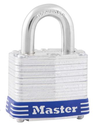Master Lock Edelstahl Vorhängeschloss Mit Schlüssel Blau, Bügel-Ø 7mm X 16mm
