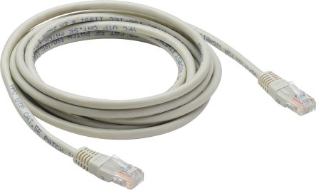 Socomec Ethernetkabel Cat.5, 2m, Grau Patchkabel, A RJ45 U/UTP Stecker, B RJ45, PVC