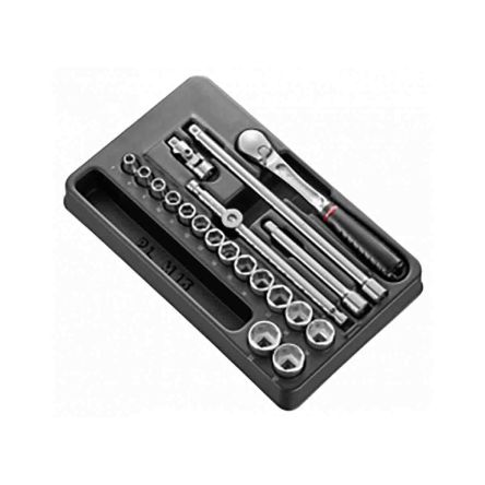 Facom 20-Piece Metric 3/8 In Standard Socket Set With Ratchet, 6 Point