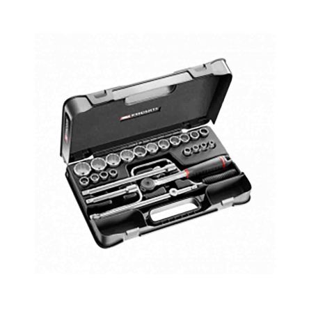 Facom 25-Piece Imperial 1/2 In Standard Socket Set With Ratchet, 12 Point