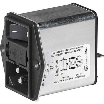 Schurter IEC-Steckerfilter, 250 V Ac / 10A, Tafelmontage