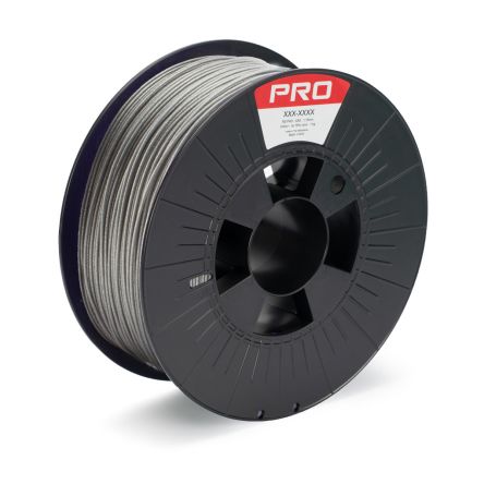 RS PRO Filament Pour Imprimante 3D, PLA, Ø 1.75mm, Argent, 1kg, FDM