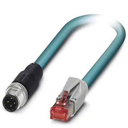 Phoenix Contact Ethernetkabel Cat.5, 3m, Blau Patchkabel, A M12 Stecker, B RJ45, Aussen ø 6.4mm, PUR