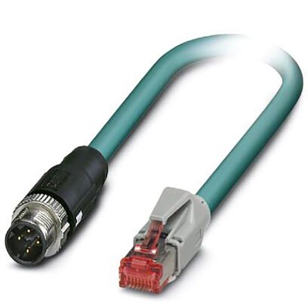 Phoenix Contact Ethernetkabel Cat.5, 5m, Blau Patchkabel, A M12 Aluminiumfolie, Verzinntes Kupfergeflecht Stecker, B