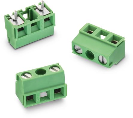 Wurth Elektronik Borne Para PCB De 1 Vía, 14A, De Color Verde, Montaje Montaje En Orificio Pasante, Terminación