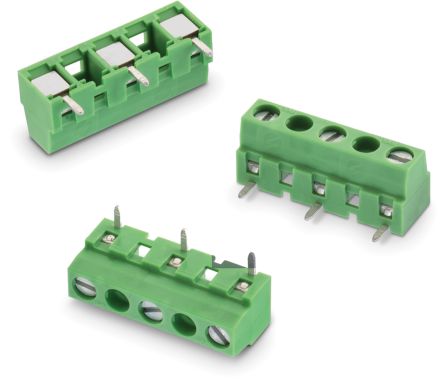 Wurth Elektronik Borne Para PCB Macho De 3 Vías, Paso 10mm, 14A, De Color Verde, Montaje En PCB, Terminación Soldador