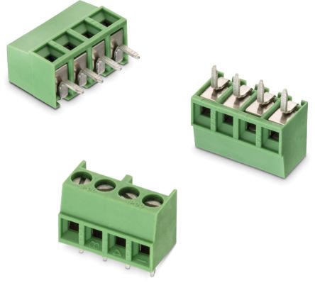 Wurth Elektronik Borne Para PCB Macho De 5 Vías, Paso 3.5mm, 10A, De Color Verde, Montaje En PCB, Terminación Soldador