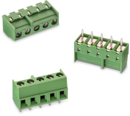 Wurth Elektronik Borne Para PCB Macho De 10 Vías, Paso 3.81mm, 10A, De Color Verde, Montaje En PCB, Terminación