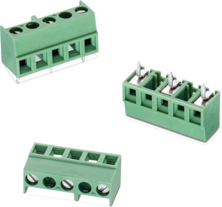 Wurth Elektronik Borne Para PCB Macho De 4 Vías, Paso 7.62mm, 10A, De Color Verde, Montaje En PCB, Terminación Soldador