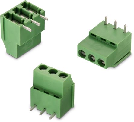 Wurth Elektronik Borne Para PCB De 2 Vías, Paso 5mm, 16A, De Color Verde, Montaje Montaje En Orificio Pasante,