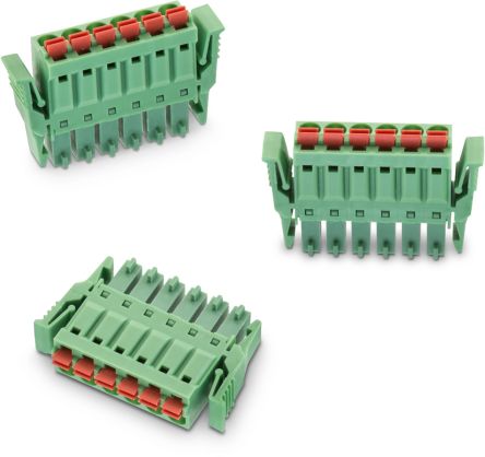 Wurth Elektronik Borne Para PCB De 2 Vías, Paso 3.81mm, 12A, De Color Verde, Montaje De Cable, Terminación Soldador