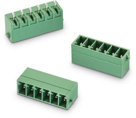 Wurth Elektronik Borne Para PCB De 7 Vías, Paso 3.5mm, 12A, De Color Verde, Montaje Montaje En Orificio Pasante,