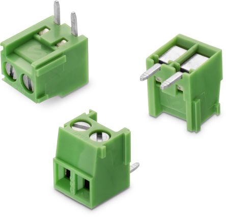 Wurth Elektronik Borne Para PCB De 3 Vías, Paso 7.62mm, 14A, De Color Verde, Montaje Montaje En Orificio Pasante,