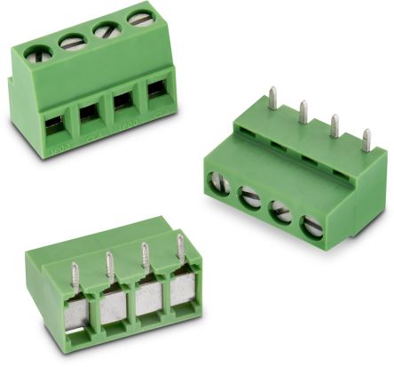 Wurth Elektronik Borne Para PCB De 6 Vías, Paso 5.08mm, 14A, De Color Verde, Montaje Montaje En Orificio Pasante,