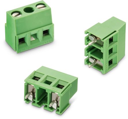 Wurth Elektronik Borne Para PCB De 1 Vía, 14A, De Color Verde, Montaje Montaje En Orificio Pasante, Terminación