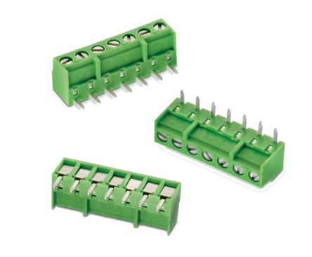 Wurth Elektronik Borne Para PCB Macho De 6 Vías, Paso 3.81mm, 10A, De Color Verde, Montaje En PCB, Terminación Soldador