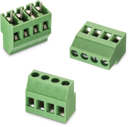 Wurth Elektronik Borne Para PCB Macho De 8 Vías, Paso 5mm, 16A, De Color Verde, Montaje En PCB, Terminación Soldador