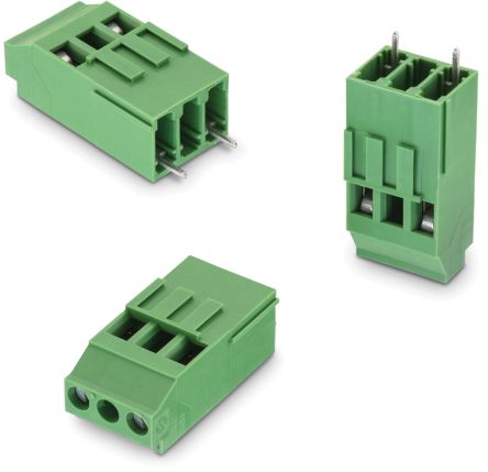 Wurth Elektronik Borne Para PCB Macho De 1 Vía, Paso 10.16mm, 20A, De Color Verde, Montaje En PCB, Terminación Soldador